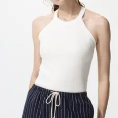 【UNIQLO/ユニクロ】ホルターネックブラタンクトップ　ホワイト サイズL