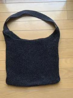 メタリック編みワンショルダー ダークグレー トートバッグ 大きめ　LEPSIM