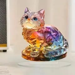 2Dクリスタルレインボーキャット　猫雑貨　スタンド型　サンキャッチャー　置物