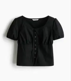 H＆M フロントボタンコットンブラウス パフスリーブブラウス ショート丈 GAP