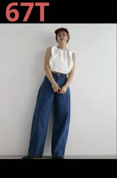 しまむら　hideka デニム　コクーンパンツ　ブルー　67T