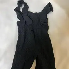 黒い刺繍入りオーバーオール 130