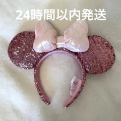 ディズニー　カチューシャ　パルパルーザ　ミニーちゃん　スパンコール　ピンク