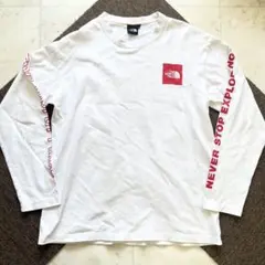 THE NORTH FACE ザノースフェイス 長袖 白 プリントシャツ XL