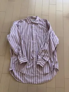 ピンクストライプ 長袖シャツ LL
