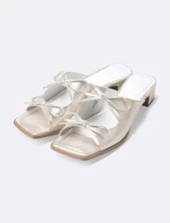 GU リボンヒールミュール シルバー Lサイズ