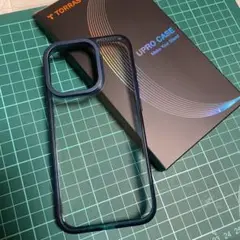 iPhone 15 Pro 用 ケース　ブルー　クリア　シンプル　ビジネス