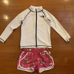 THE NORTH FACEラッシュガードショーパンセット130 ホワイトピンク