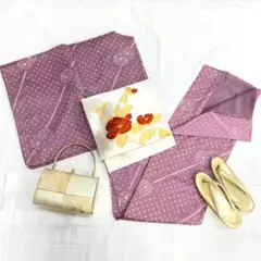 【2262】着物 小紋 正絹 袷 ばち衿 鹿の子絞り 菊 単品販売♪