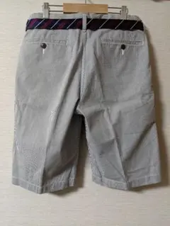 ユニクロ グレー ストライプ柄 ハーフパンツ ベルト付き ドライ