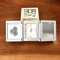 メモリアルクロック(フォト&ミラー) アラーム付　シルバー