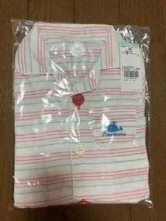 【新品】コンビミニ　半袖前開きガーゼパジャマ　80サイズ　ボーダー　くじら