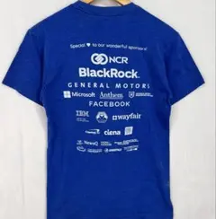 【ネクストレベル】スポンサー名入り　青　Tシャツ　アメカジ　企業協賛　半袖　両面