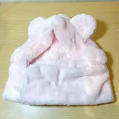 モフモフ ふわふわ ピンクの耳付きフリース帽子 あったか コスプレ衣装