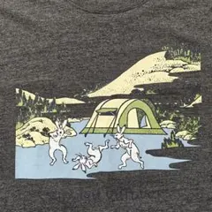 鳥獣戯画　キャンプ　Tシャツ XLサイズ　チャコールグレー