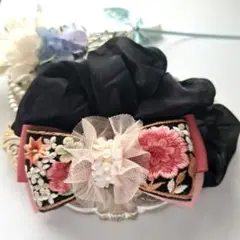 ⭐2760⭐❣️夏アクセ❣️オリジナル✴一点物インド刺繍シュシュ大人おしゃれ