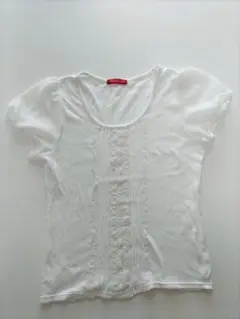 Apuweiser-riche ホワイト レース装飾 半袖Tシャツ サイズ2