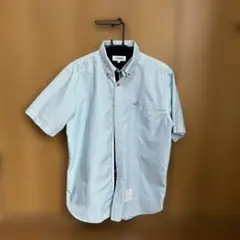 TOMMY 半袖シャツ XL 水色ストライプ