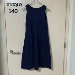 UNIQLO ノースリーブ ワンピース 140 ネイビー シンプル