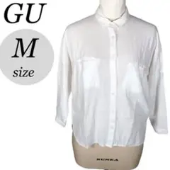 GU シャツ トップス M リネンブレンドドルマンシャツ麻 (7分袖)