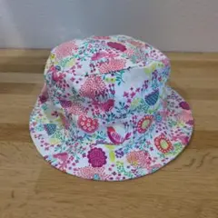 リバーシブルベビー帽子 花柄 星柄 43-45cm