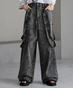 cussil ルーズシルエットダブルサスペンダーワイドパンツ XS
