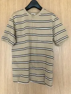 GU ベージュと黒のストライプ Tシャツ M