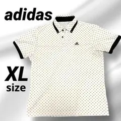 adidas ドット柄 ポロシャツ ホワイト XLサイズ