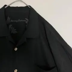 【美品★希少オールブラック】Tommy Bahamaオープンカラーシャツ黒アロハ
