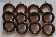 木製カーテンレールリング　ダークブラウン　12個セット