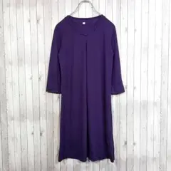 UNIQLO ユニクロ*タック 七分丈 膝丈 ミディ ワンピース【M】パープル