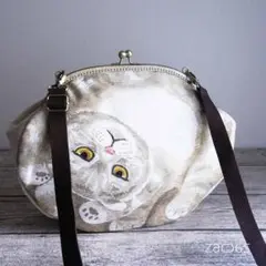 がま口ショルダーバッグ*まんまる猫*スコティッシュフォールド