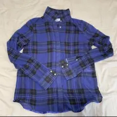 ミラ オーウェン 　シフォンチェックプリントシャツ ブルーチェック
