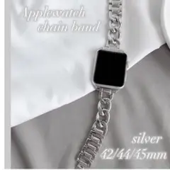 581 42/44/45 Applewatch用チェーンベルト バンド シルバー