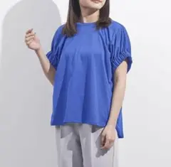 KEYUKA♦︎撥水ギャザースリーブTシャツ♦︎ネイビー♦︎すごナノ撥水