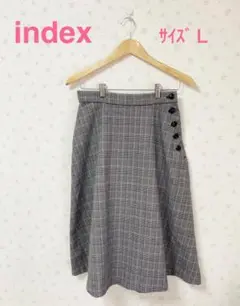 index インデックス　グレーチェック柄 スカート Lサイズ