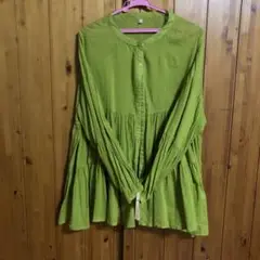 黄グリーン Mサイズ フレアシャツ