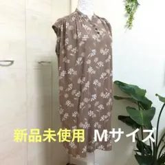 【新品未使用品】ブラウン花柄ノースリーブワンピース Mサイズ