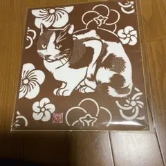 猫の伊勢型紙　24×27 ☆お値下げ