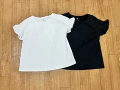 ユニクロ エアリズム フリルTシャツ 130 2色セット (ホワイト・ブラック)
