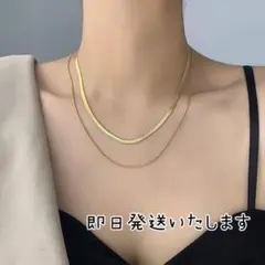 2連 ネックレス スネークチェーンネックレス ゴールド K18 ダブル シンプル