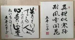 〈希少品〉社会党委員長　衆議院議長　土井たか子　色紙2枚（印刷）