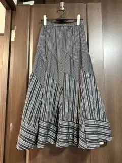 変わり織黒白ロングスカートL値下げ