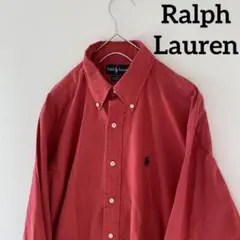 90sRalphLaurenラルフローレンBDシャツワインレッド赤mM綿100