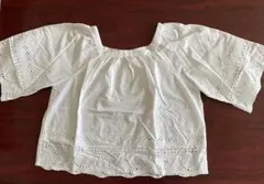 【GU】ホワイト刺繍ブラウス バルーンスリーブ