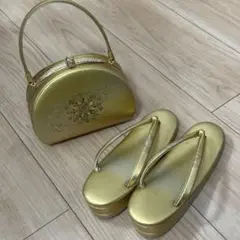 沙織 草履 バック 2点セット 金 ゴールド