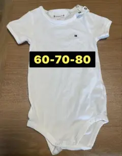 60-70-80 ［まとめ買い 得］TOMMY 白　ロゴ　ロンパース半袖　男女
