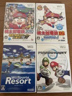 Wiiソフト4本　桃太郎電鉄、Wii Sports Resort、マリオカート）