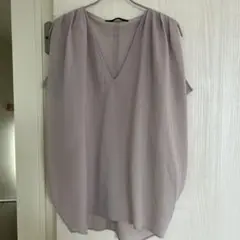 美品✴︎イーブス シアー シフォン Vネック ノースリーブ M-L 薄紫