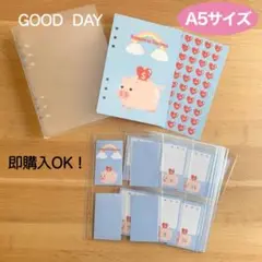 A5サイズ　しあわせ貯金バインダーセット（100回　ブタさん貯金箱）saving